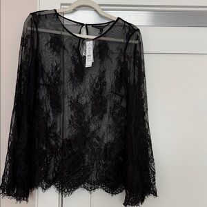 White House Black Market Black Lace Blouse